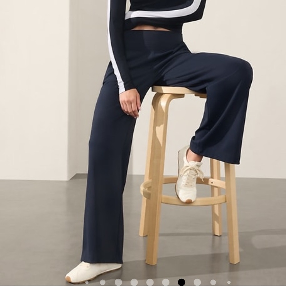 Navy Blue High-Waisted Wide Leg Pants